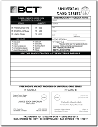 BCT Universal Card Order Form